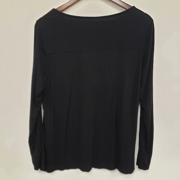 Soma Womens Lace Trim Long Sleeve Top Size M Black Event Party Feminine Witchy - Picture 2 of 8